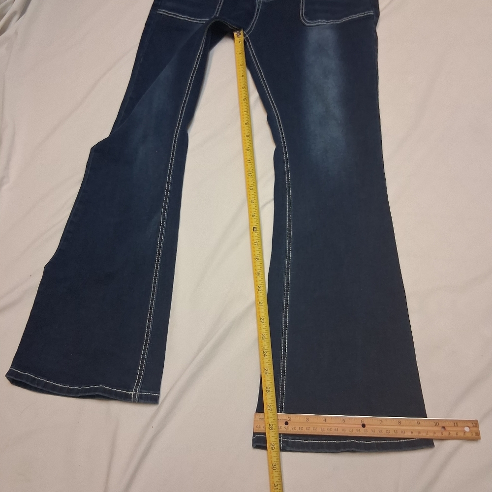 Angels Off Difference Women Size 10/30 Dark Blue Flare Jeans - Picture 14 of 16